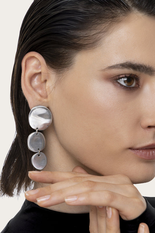 Naušnice BOUCLES TROIS RONDES PLATES