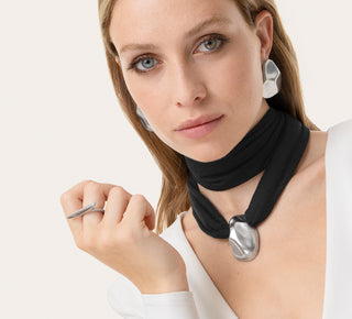 Ogrlica COLLIER ELEMENT SCULPTE NOIRE