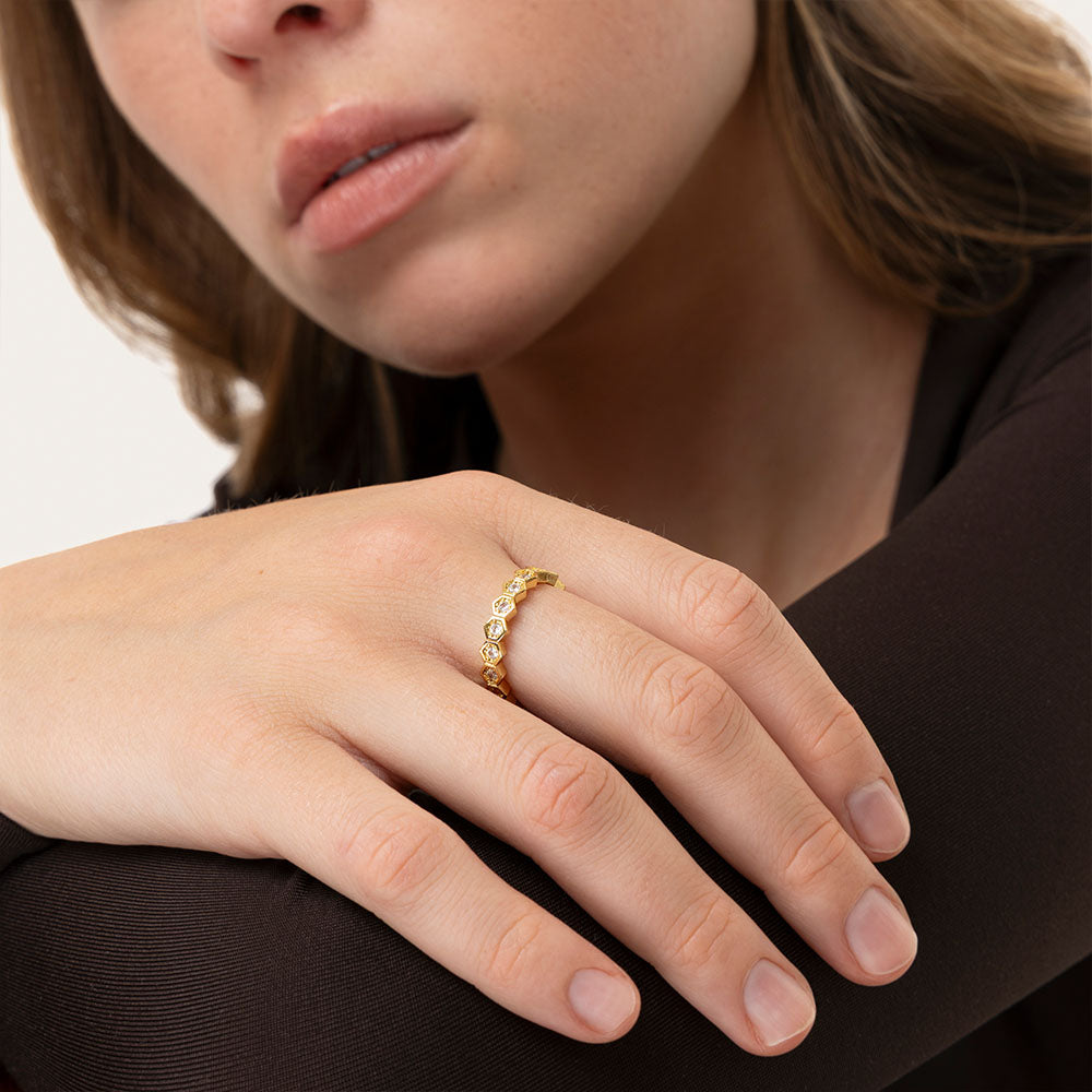 Prsten ANELLO VERETTA ZIRCONI ESAGONI