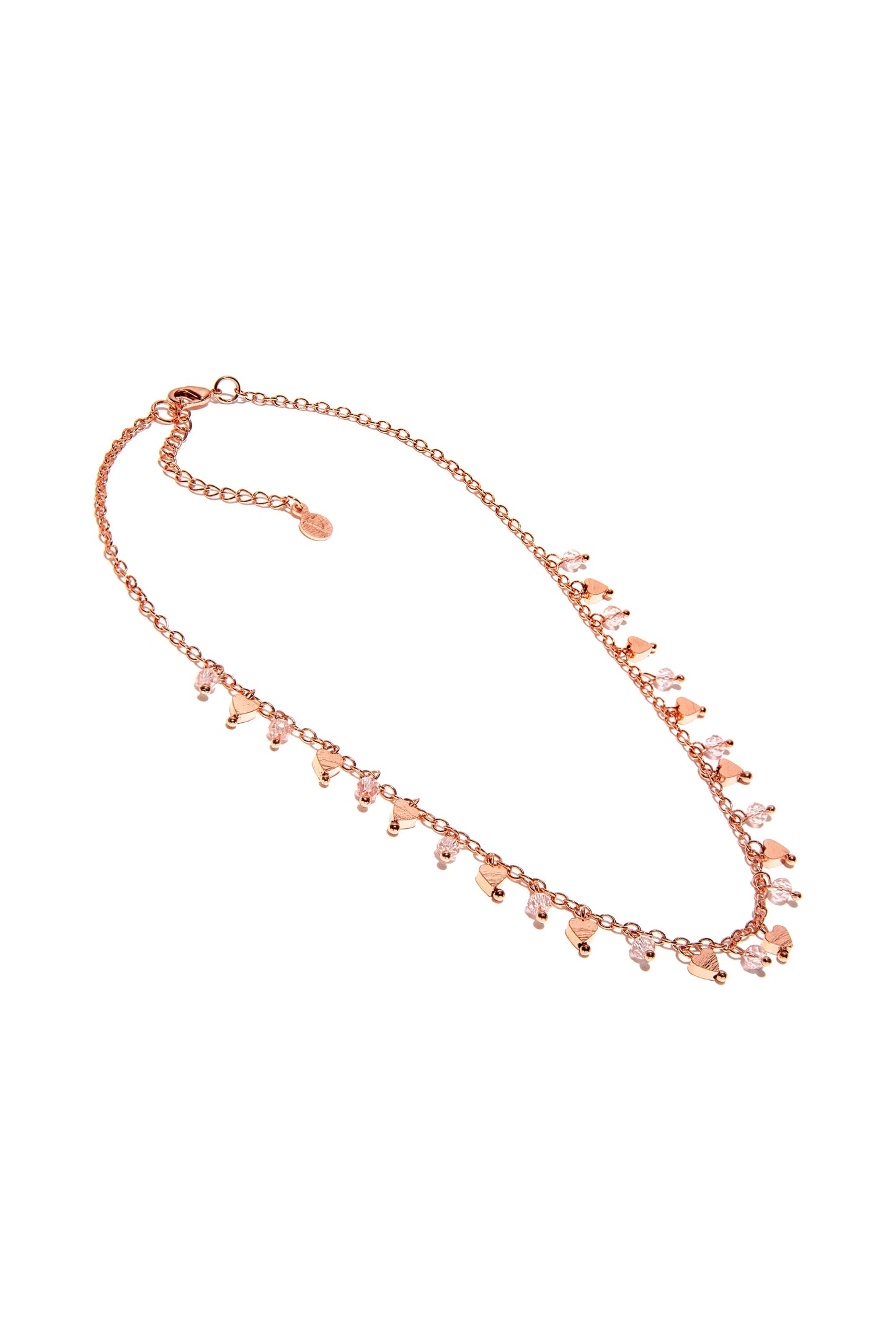 Ogrlica CUORI/CRISTALLI PENDENTI