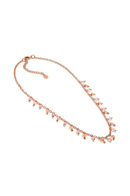 Ogrlica CUORI/CRISTALLI PENDENTI